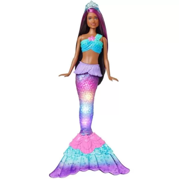 Barbie Dreamtopia Doll Mermaid Toy with WaterActivated LightUp Tail PinkStreaked Hair ampamp 4 Colorful Light ShowsBrunettte