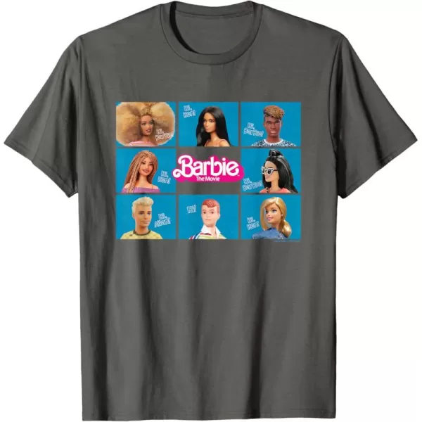 Barbie The Movie  Grid TShirtAsphalt Grey