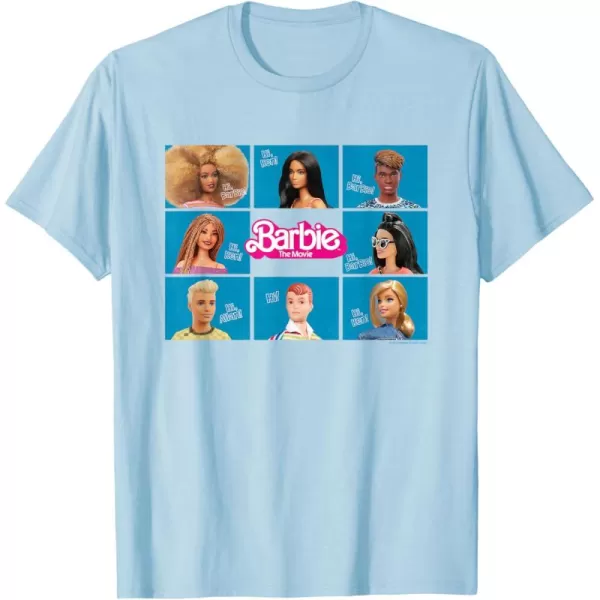 Barbie The Movie  Grid TShirtBaby Blue