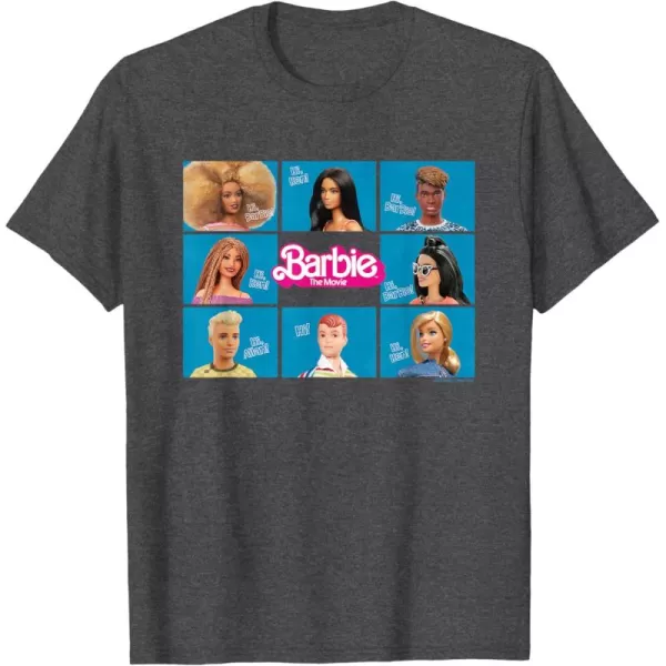 Barbie The Movie  Grid TShirtDark Heather Grey