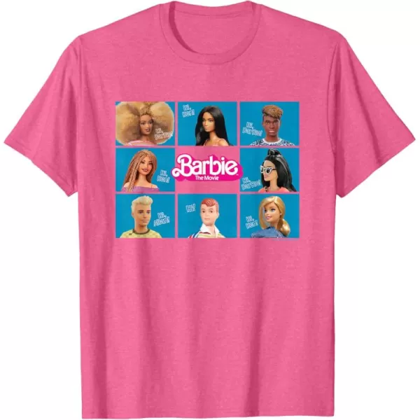 Barbie The Movie  Grid TShirtPink Heather