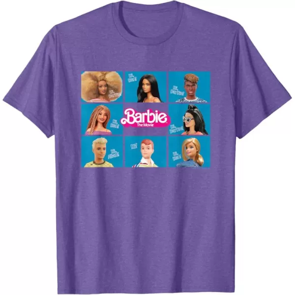 Barbie The Movie  Grid TShirtPurple Heather