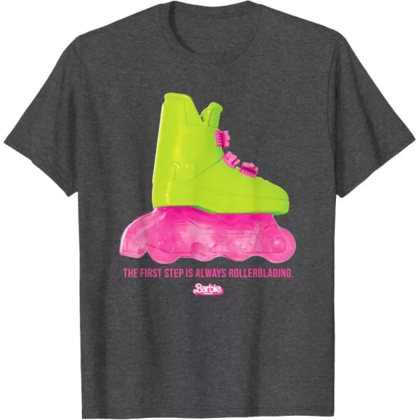 Barbie The Movie  Rollerblading Barbie TShirtDark Heather Grey