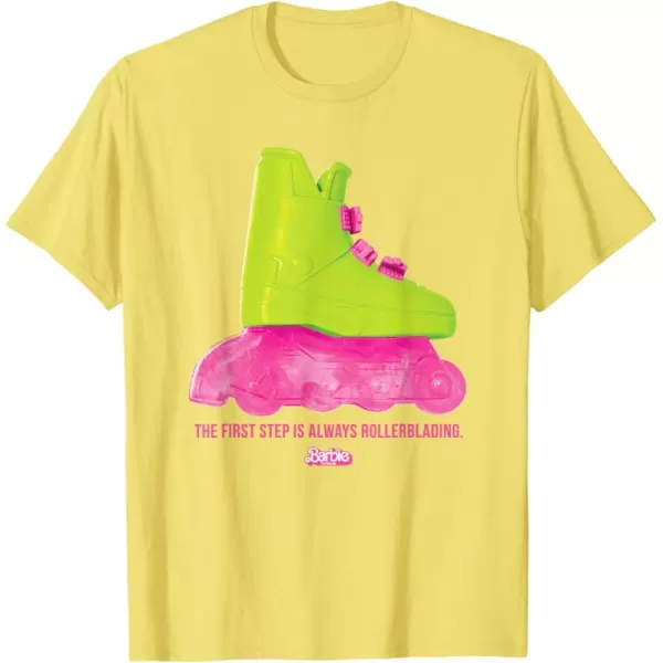 Barbie The Movie  Rollerblading Barbie TShirtLemon Yellow