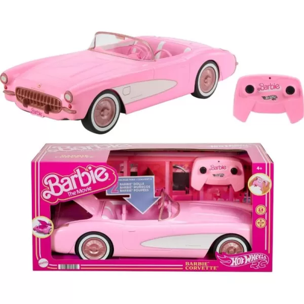 Hot Wheels Barbie RC Corvette from Barbie The Movie FullFunction RemoteControl Toy Car Holds 2 Barbie DollsMulticolor