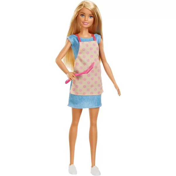 imageBarbie Careers Playset Ultimate Kitchen Set with Blonde Chef Fashion Doll Food Molds 5 Dough Colors ampamp 20 Accessories Lights ampamp Sounds Amazon ExclusiveStandard