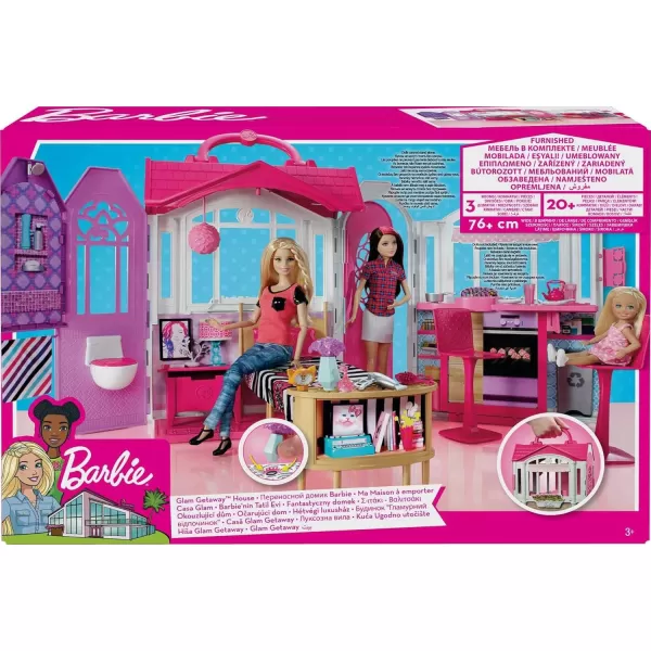 imageBarbie Doll House Glam Getaway Portable House Playset with Carry Handle ampamp 20 Accessories Including Furniture ampamp Dcor