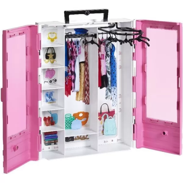 imageBarbie Fashionistas Ultimate Closet Pink with FoldOut Rack ampamp Carrying Handle Portable Storage for Barbie Doll Clothes ampamp AccessoriesMulticolor