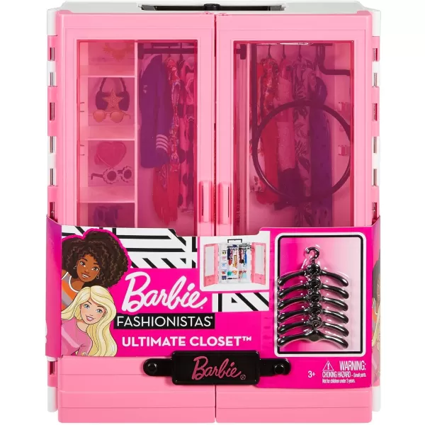 imageBarbie Fashionistas Ultimate Closet Pink with FoldOut Rack ampamp Carrying Handle Portable Storage for Barbie Doll Clothes ampamp AccessoriesMulticolor