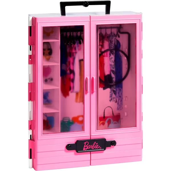 imageBarbie Fashionistas Ultimate Closet Pink with FoldOut Rack ampamp Carrying Handle Portable Storage for Barbie Doll Clothes ampamp AccessoriesMulticolor