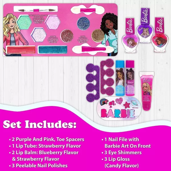 imageBarbie Movie Kids Makeup Kit for Girls Real Washable Toy Makeup Set Barbie Gift Play Makeup and Pretend Play Toys Ages 3 4 5 6 7 8 9 10 11 12