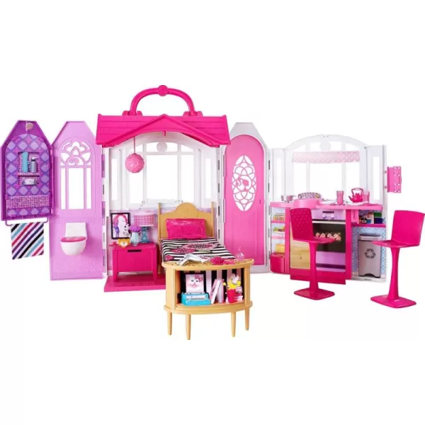 imageBarbie Doll House Glam Getaway Portable House Playset with Carry Handle ampamp 20 Accessories Including Furniture ampamp Dcor