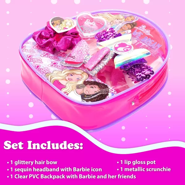 imageBarbie  Townley Girl Backpack Cosmetic Makeup Gift Bag Set includes Hair Accessories and Printed PVC Backpack for Kids Girls Ages 3 perfect for Parties Sleepovers and Makeovers