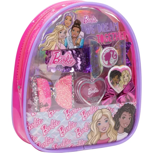 imageBarbie  Townley Girl Backpack Cosmetic Makeup Gift Bag Set includes Hair Accessories and Printed PVC Backpack for Kids Girls Ages 3 perfect for Parties Sleepovers and Makeovers