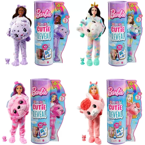 imageBarbie Cutie Reveal Doll Fantasy Series Sloth Plush Costume 10 Surprises Including Mini Pet ampamp Color ChangeTeddy Bear