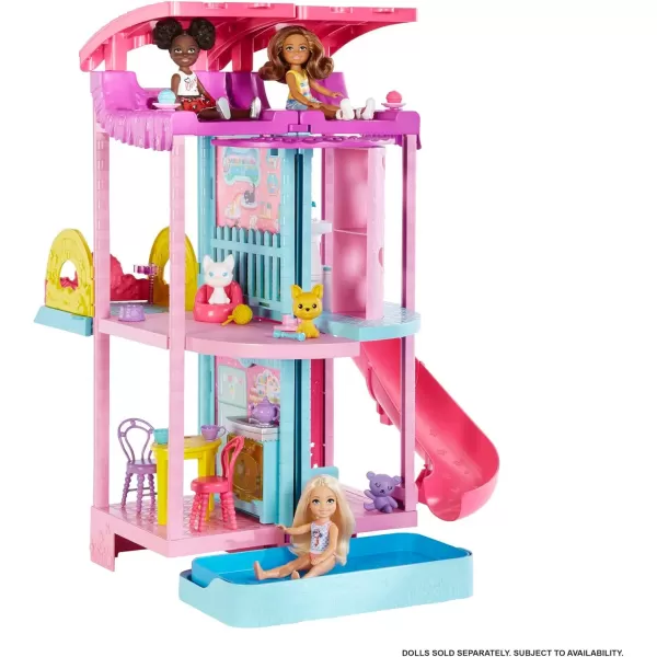 imageBarbie Dollhouse Chelsea Playhouse with Transforming Areas ampamp 20 Pieces Includes 2 Pets Pool Furniture ampamp AccessoriesChelsea Playhouse