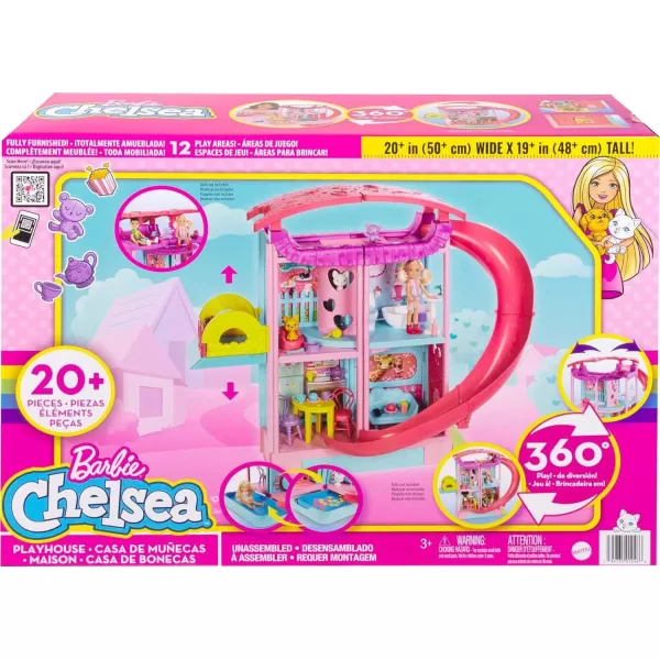 imageBarbie Dollhouse Chelsea Playhouse with Transforming Areas ampamp 20 Pieces Includes 2 Pets Pool Furniture ampamp AccessoriesChelsea Playhouse