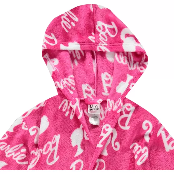 imageBarbie Girls Fleece Kids Hooded Robe  Super Soft Plush Kids Spa Bathrobe with Pockets Girls Sizes 410  Official ProductPink