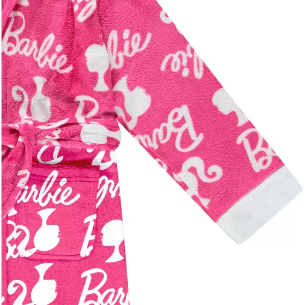 imageBarbie Girls Fleece Kids Hooded Robe  Super Soft Plush Kids Spa Bathrobe with Pockets Girls Sizes 410  Official ProductPink