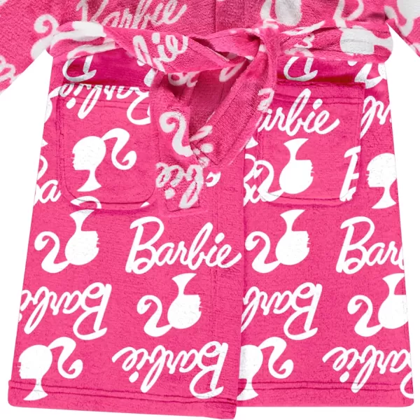 imageBarbie Girls Fleece Kids Hooded Robe  Super Soft Plush Kids Spa Bathrobe with Pockets Girls Sizes 410  Official ProductPink