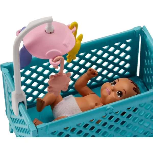 imageBarbie Skipper Babysitters Inc Bedtime Playset with Babysitting Skipper Doll Toddler Doll with GlowintheDark Pajamas Bed Sleeping Kitty Teddy Bear Blanket and Storybook for Kids 37 Years OldHighchair Playset 2