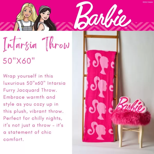 imageFranco Collectibles Barbie Adult Bedding Soft Cozy Chic Dream Lux Intarsia Knit Throw Blanket 50 in x 60 in Officially Licensed ProductBarbie