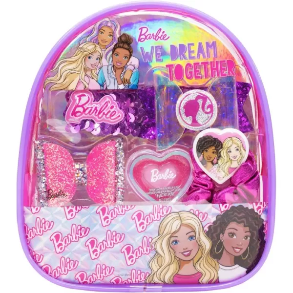 imageBarbie  Townley Girl Backpack Cosmetic Makeup Gift Bag Set includes Hair Accessories and Printed PVC Backpack for Kids Girls Ages 3 perfect for Parties Sleepovers and Makeovers