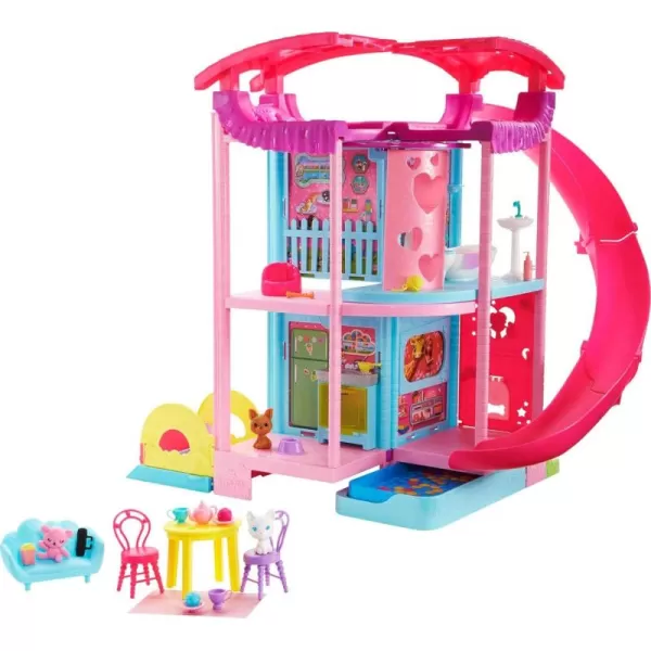 imageBarbie Dollhouse Chelsea Playhouse with Transforming Areas ampamp 20 Pieces Includes 2 Pets Pool Furniture ampamp AccessoriesChelsea Playhouse