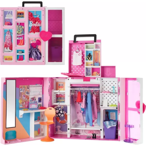 imageBarbie Dream Closet Playset with 35 Doll Clothes ampamp Accessories Includes 5 Complete Looks PopUp Second Level Mirror ampamp Laundry ChuteDream Closet