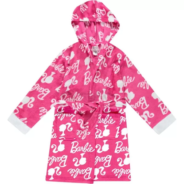 imageBarbie Girls Fleece Kids Hooded Robe  Super Soft Plush Kids Spa Bathrobe with Pockets Girls Sizes 410  Official ProductPink