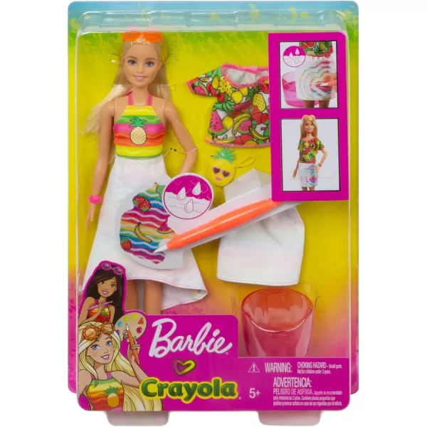 imageBarbie Crayola Rainbow Fruit Surprise PineappleScented Blonde Doll and Fashions Creative Art Fashion Toy Gift for 5 Year Olds and Up