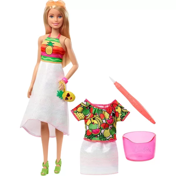 imageBarbie Crayola Rainbow Fruit Surprise PineappleScented Blonde Doll and Fashions Creative Art Fashion Toy Gift for 5 Year Olds and Up