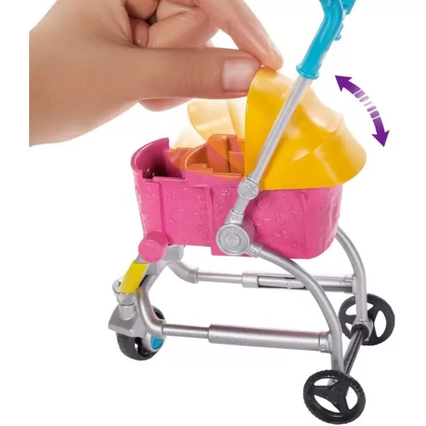 imageBarbie Dogwalking Doll ampamp Accessories Stroll ampamp Play Pups Playset with Transforming Stroller 2 Pets ampamp Handbag Blonde Doll