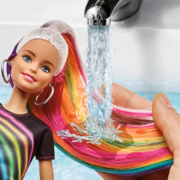 imageBarbie Doll Rainbow Sparkle Hair with Extra Long 75Inch Blonde Rainbow Hair Sparkle Gel ampamp Comb with Styling AccessoriesBlonde