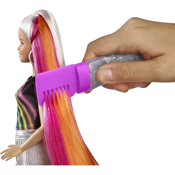 imageBarbie Doll Rainbow Sparkle Hair with Extra Long 75Inch Blonde Rainbow Hair Sparkle Gel ampamp Comb with Styling AccessoriesBlonde