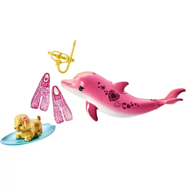 imageBarbie Doll with ColorChange Top Puppy Squirt Toy and Dolphin with Sounds