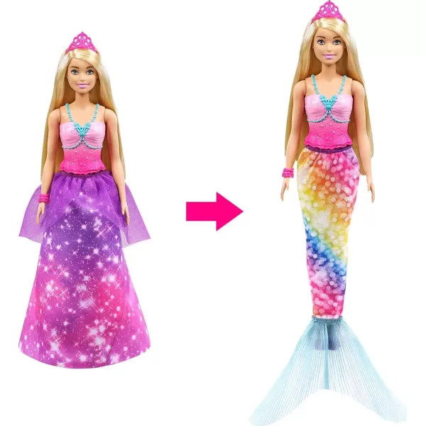 imageBarbie Dreamtopia 2in1 Royal to Mermaid Fashion Transformation Doll Blonde with 3 Looks ampamp AccessoriesMulticolor