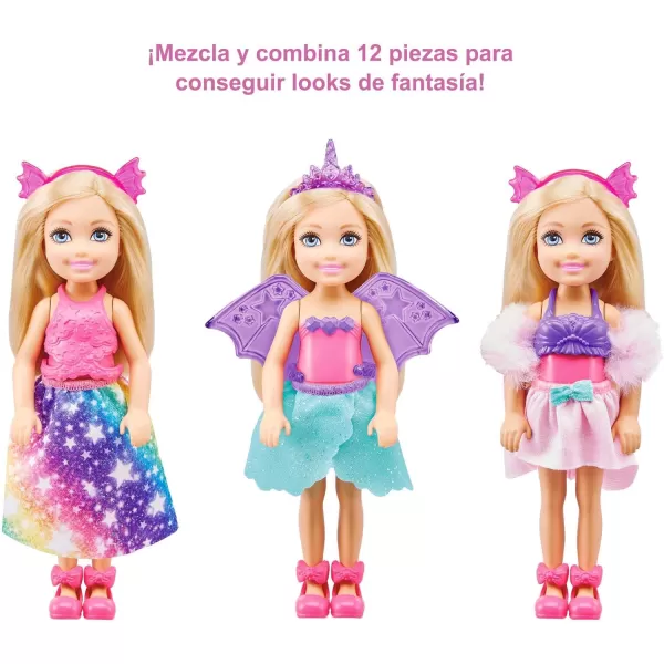 imageBarbie Dreamtopia Chelsea Doll ampamp DressUp Set with 12 Fantasy Fashions ampamp Accessories Themed to Royals Mermaids Unicorns ampamp Dragons