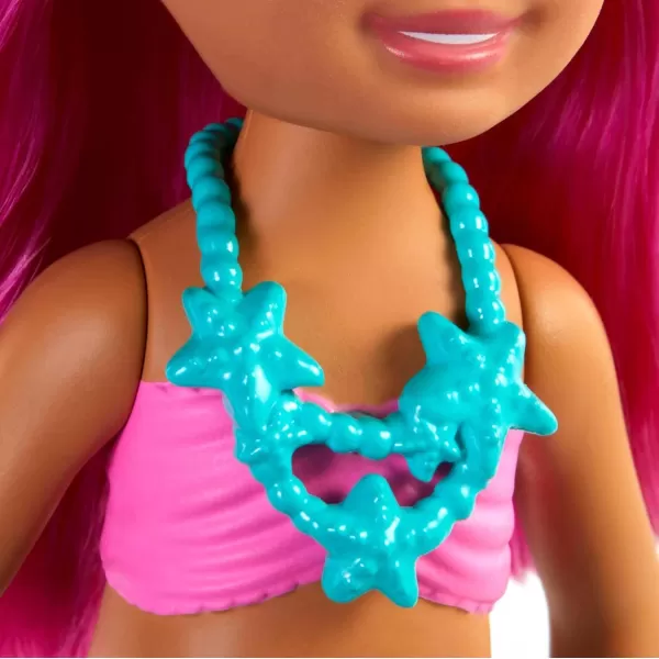 imageBarbie Dreamtopia Chelsea Mermaid Doll with Teal Hair ampamp Tail Royal Headband Accessory Small Doll Bends at WaistPink