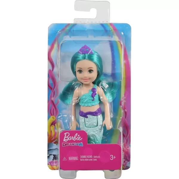 imageBarbie Dreamtopia Chelsea Mermaid Doll with Teal Hair ampamp Tail Royal Headband Accessory Small Doll Bends at WaistTeal