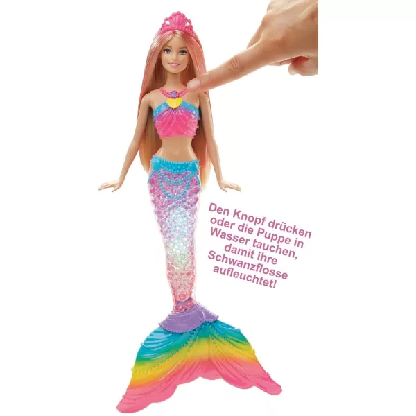 imageBarbie Dreamtopia Doll Rainbow Lights Mermaid with Glimmering Light Up Rainbow Tail Tiara and Blonde HairTwinkle Lights