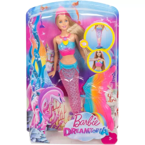 imageBarbie Dreamtopia Doll Rainbow Lights Mermaid with Glimmering Light Up Rainbow Tail Tiara and Blonde HairTwinkle Lights