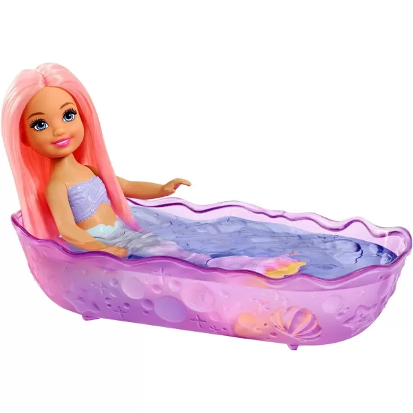 imageBarbie Dreamtopia Mermaid Playground Playset with Chelsea Mermaid Doll Merbear Friend Figure and Sand Castle Set with Swing Slide Pool and Tea Party Gift for 3 to 7 Year Olds