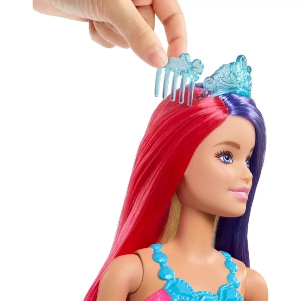 imageBarbie Dreamtopia Royal Doll with ExtraLong TwoTone Fantasy Hair Hairbrush Headband ampamp Styling AccessoriesRainbow