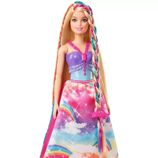 imageBarbie Dreamtopia Twist n Style Princess Hairstyling Doll 115in Blonde with Rainbow Hair Extensions ampamp Accessories Gift for 3 to 7 Year OldsMixed