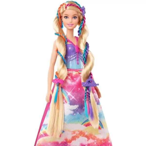 imageBarbie Dreamtopia Twist n Style Princess Hairstyling Doll 115in Blonde with Rainbow Hair Extensions ampamp Accessories Gift for 3 to 7 Year OldsMixed