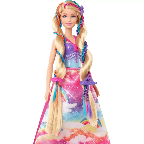 imageBarbie Dreamtopia Twist n Style Princess Hairstyling Doll 115in Blonde with Rainbow Hair Extensions ampamp Accessories Gift for 3 to 7 Year OldsMixed