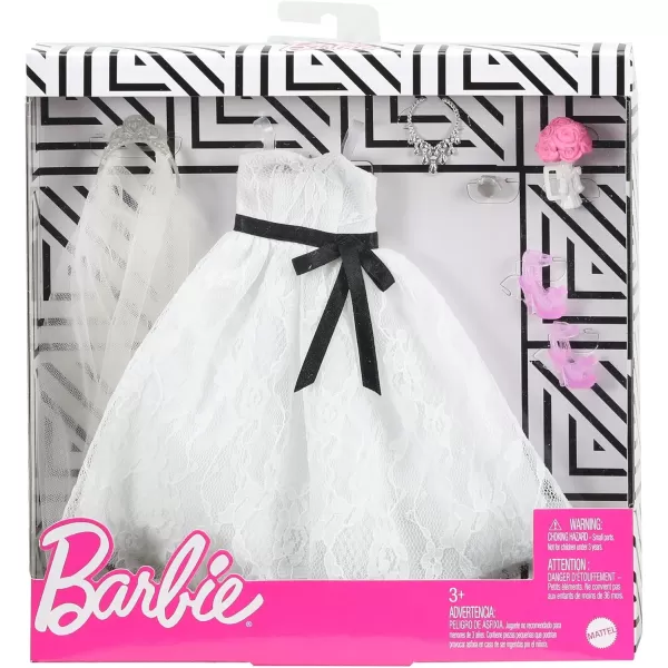 imageBarbie Fashion Pack Bridal Outfit Doll with Wedding Dress Veil Shoes Necklace Bracelet ampamp Bouquet Gift for Kids 3 to 8 Years Old