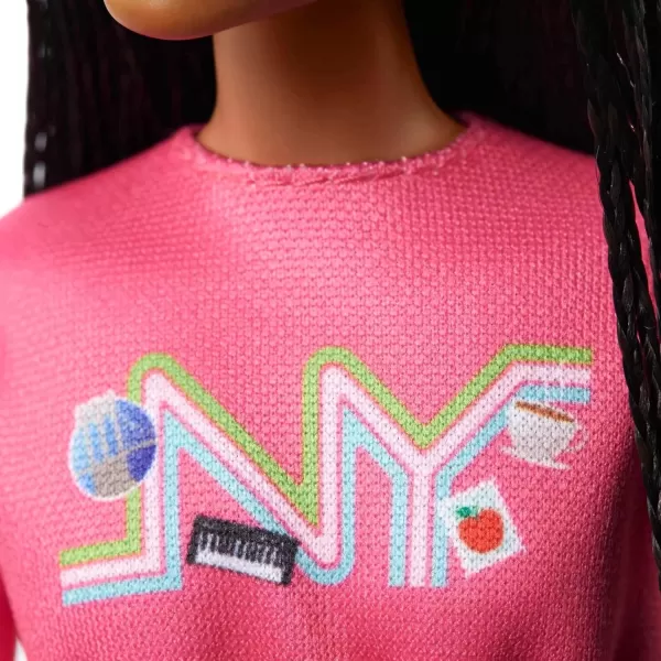 imageBarbie It Takes Two Doll Brooklyn Fashion Doll with Braided Hair Pink NYC Shirt Metallic Skirt ampamp White ShoesMulicolor