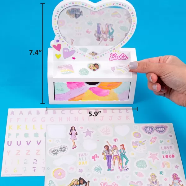 imageBarbie Paint Your Own Jewelry Box Customize A HeartShaped Vanity ampamp Jewelry Box with Acrylic Paints Create 5 Pieces of Jewelry 100 Charms ampamp Beads Bead Kit for Kids Ages 5 6 7 8